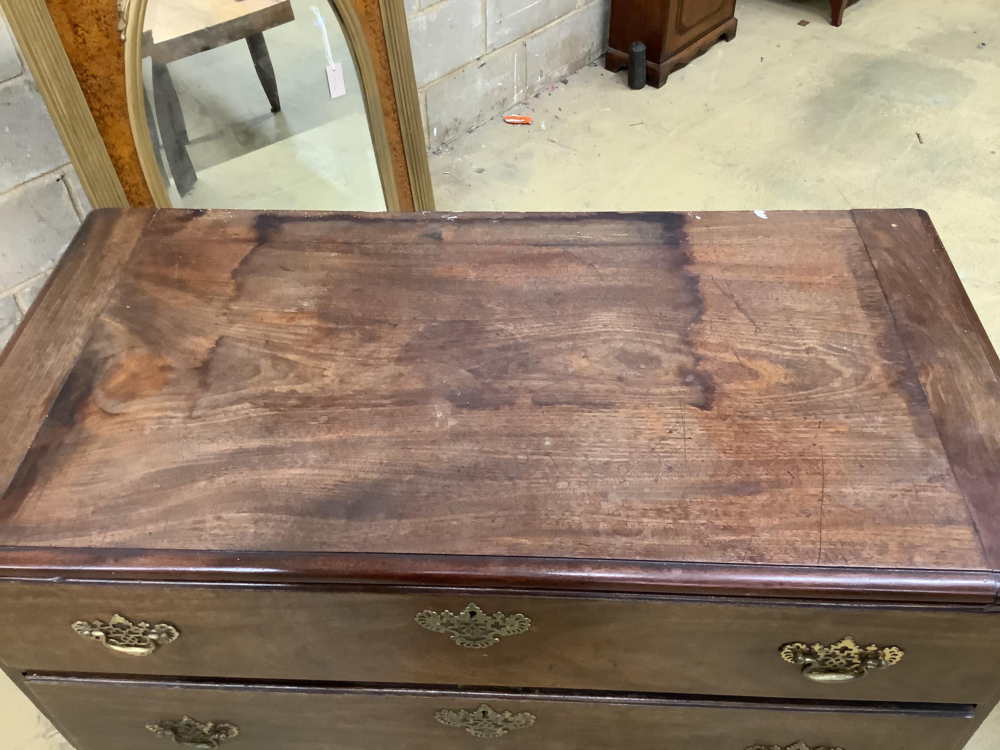 A George III mahogany three drawer chest, width 107cm, depth 53cm, height 90cm